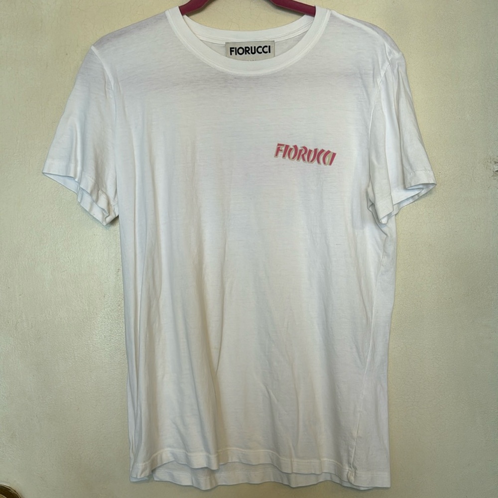 Brand new FIORUCCI white tshirt with world print on back - size L without tags